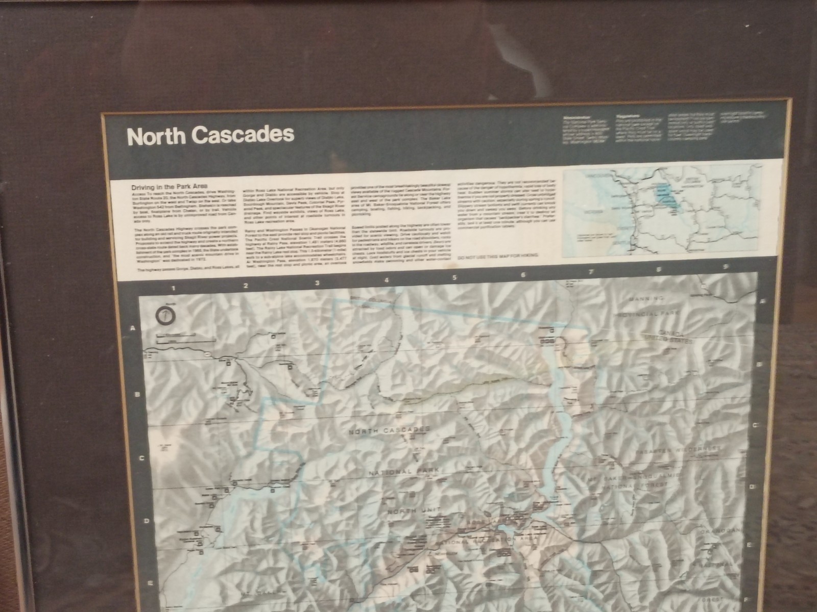 North Cascades National Park Framed Relief Map Vintage Topographic Wall Art…