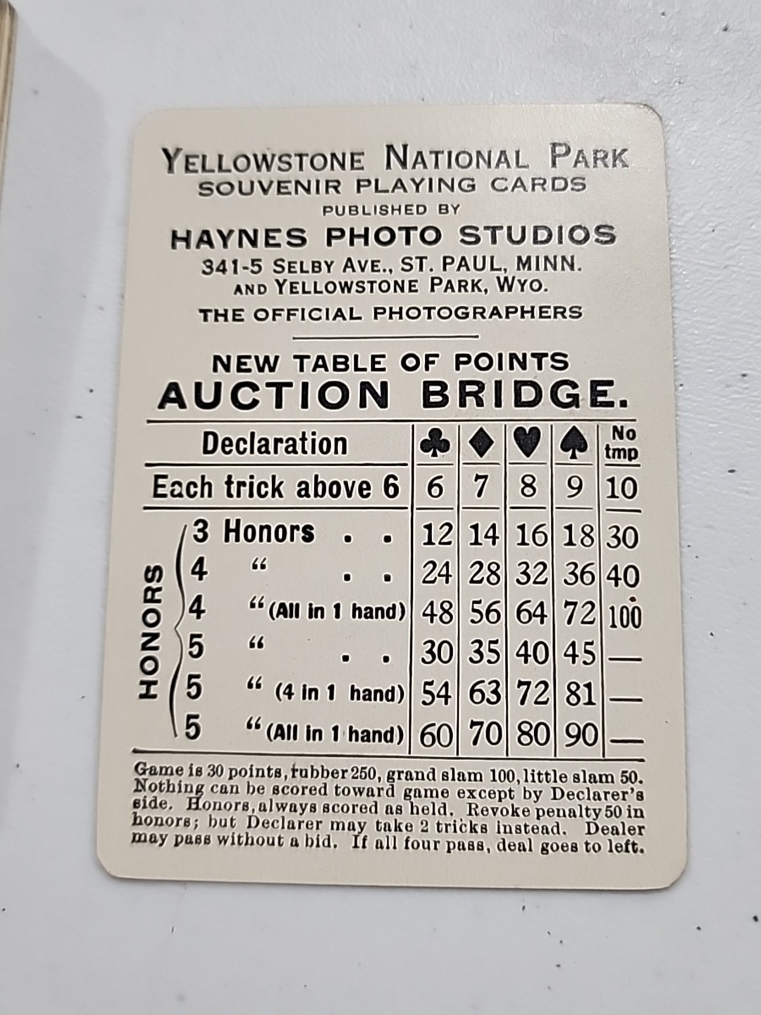 Early 1900 Yellowstone National Park Souvenir Playing Cards Gold Edge