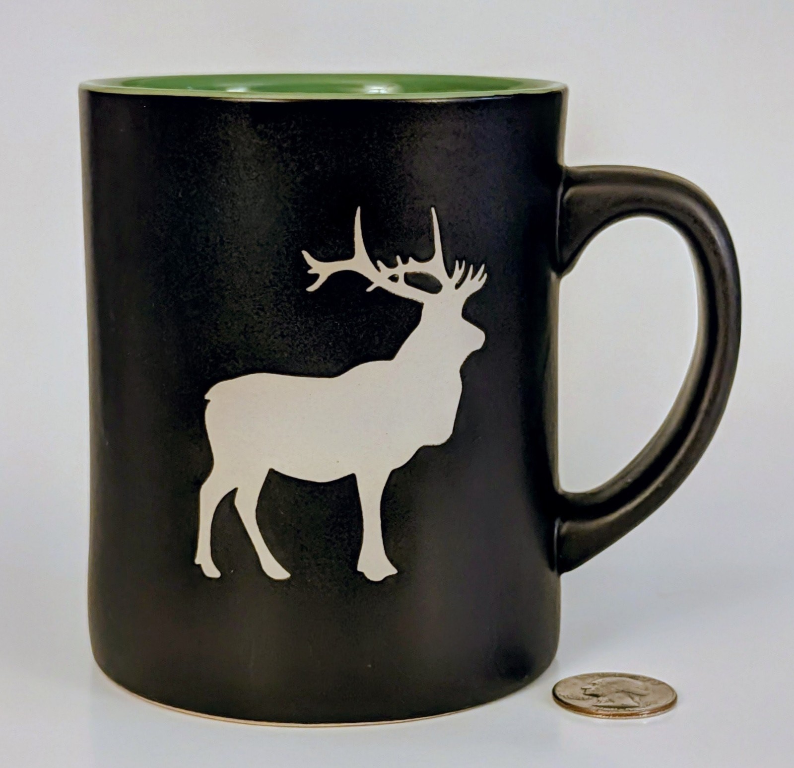 Rocky Mountain National Park Ceramic Pottery Mug Green & Brown Elk Deer