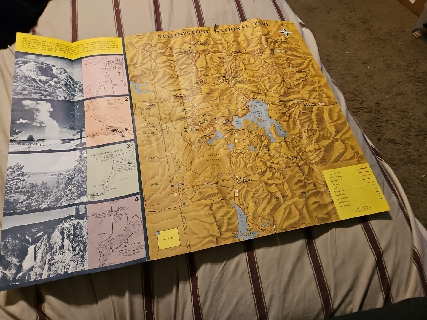 Vintage 1966 YELLOWSTONE National Park Map 50th Anniversary NPS Color Wyoming