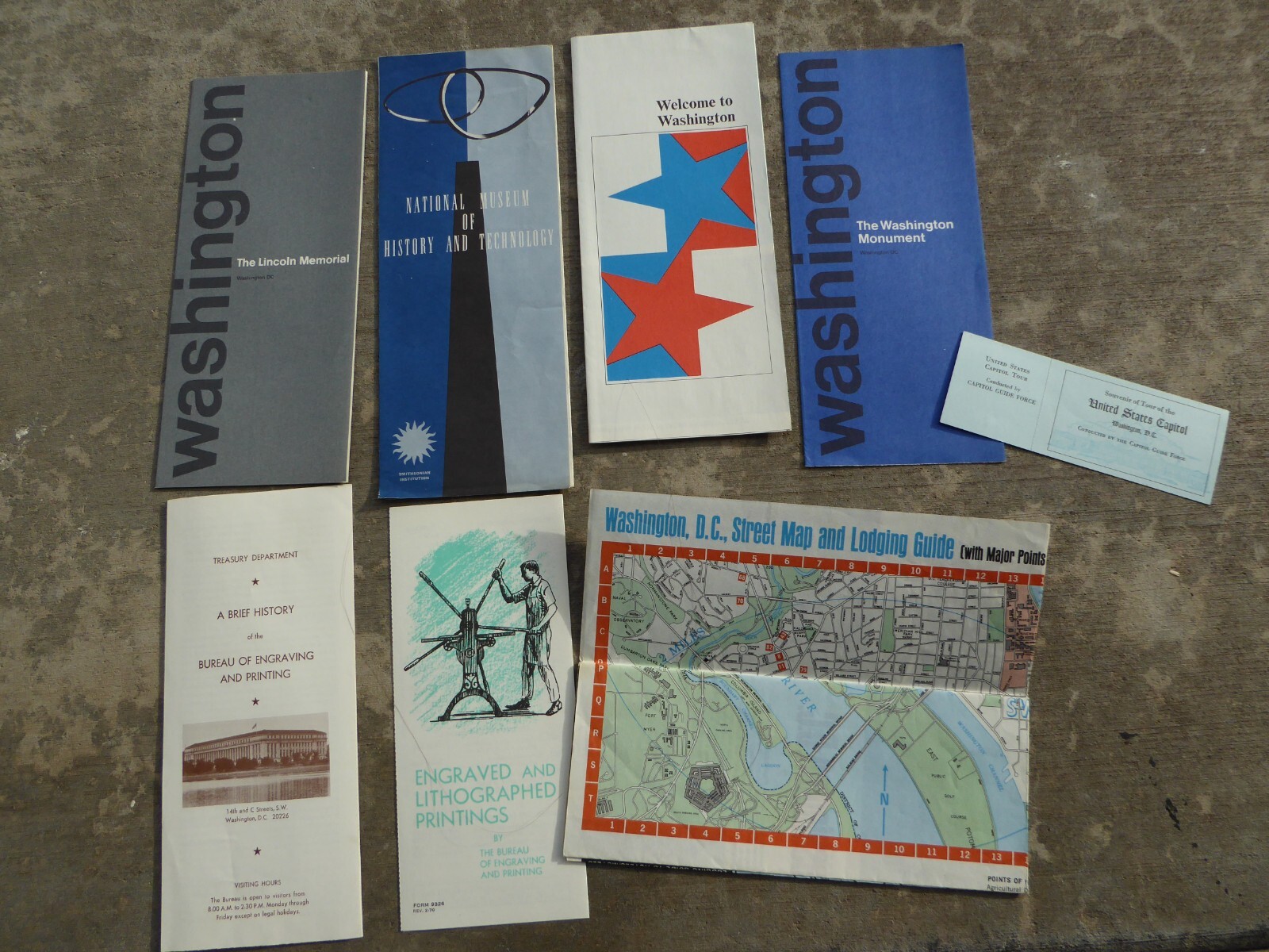 Washington DC Monument National Park Brochure Pamphlet Map Capitol Stub Lot 70’s