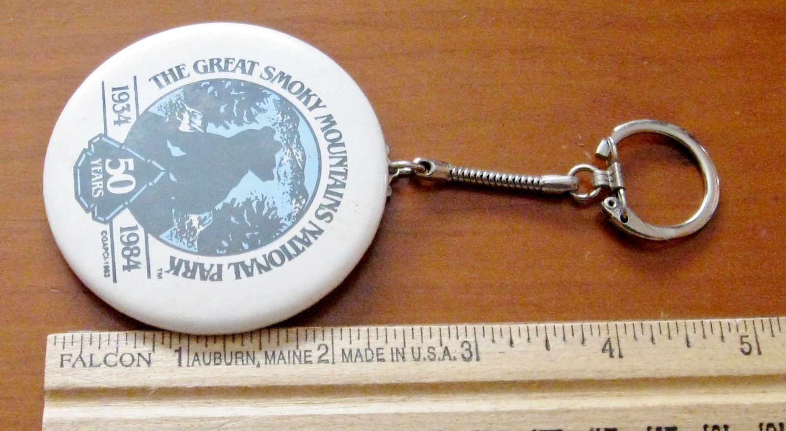 Great Smoky Mountains National Park 50 Years 1934-1984 Black Bear Keychain Fob