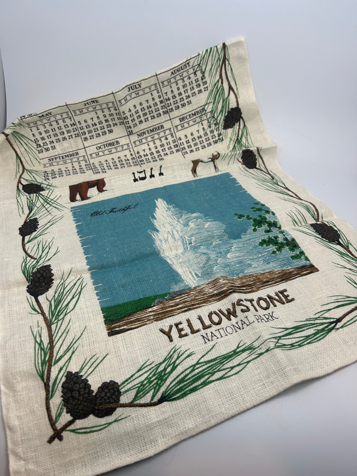 Vintage R.D.B Yellowstone National Park Calendar 1977 Wall Hanging