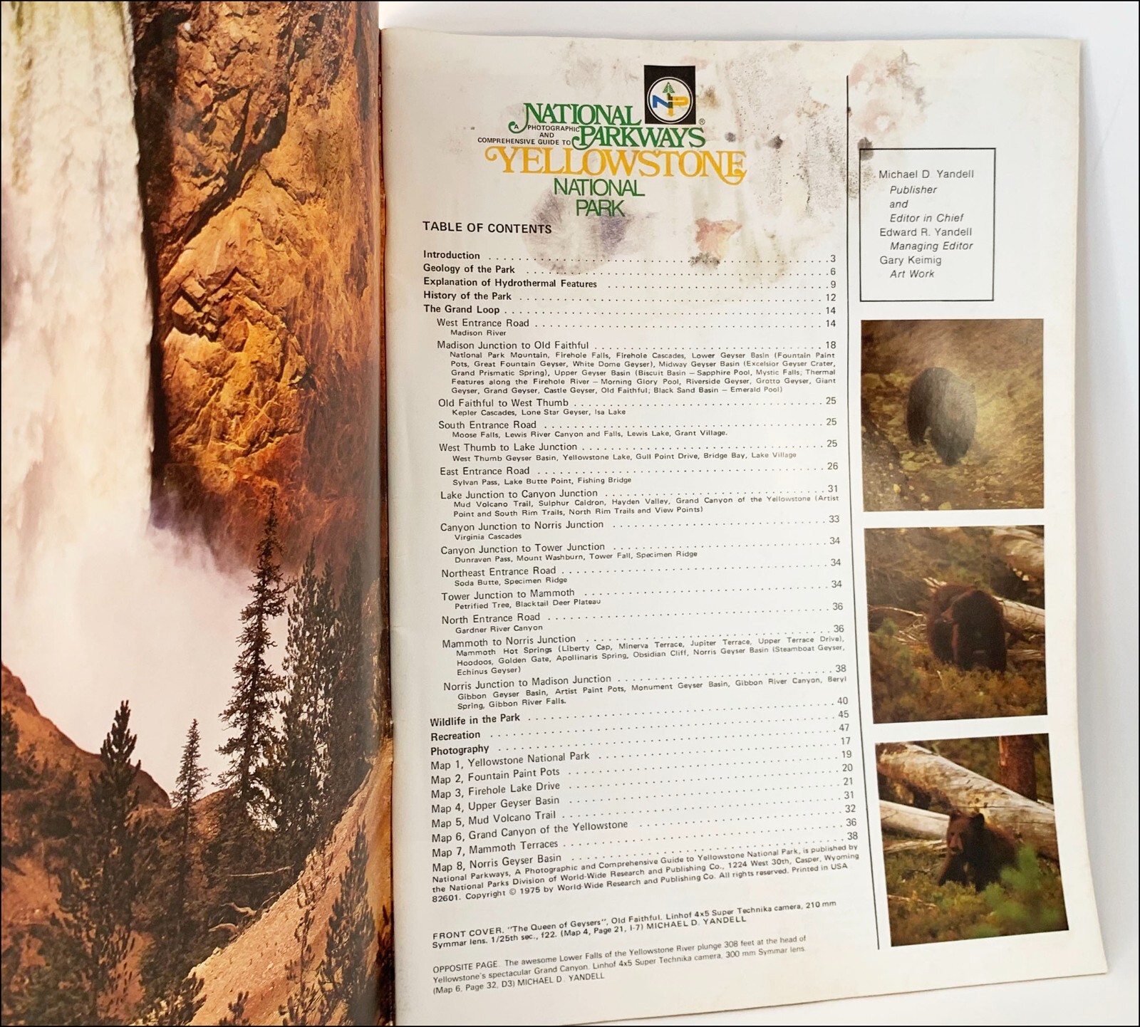 Yellowstone National Park 1975 National Parkways Guide AS IS