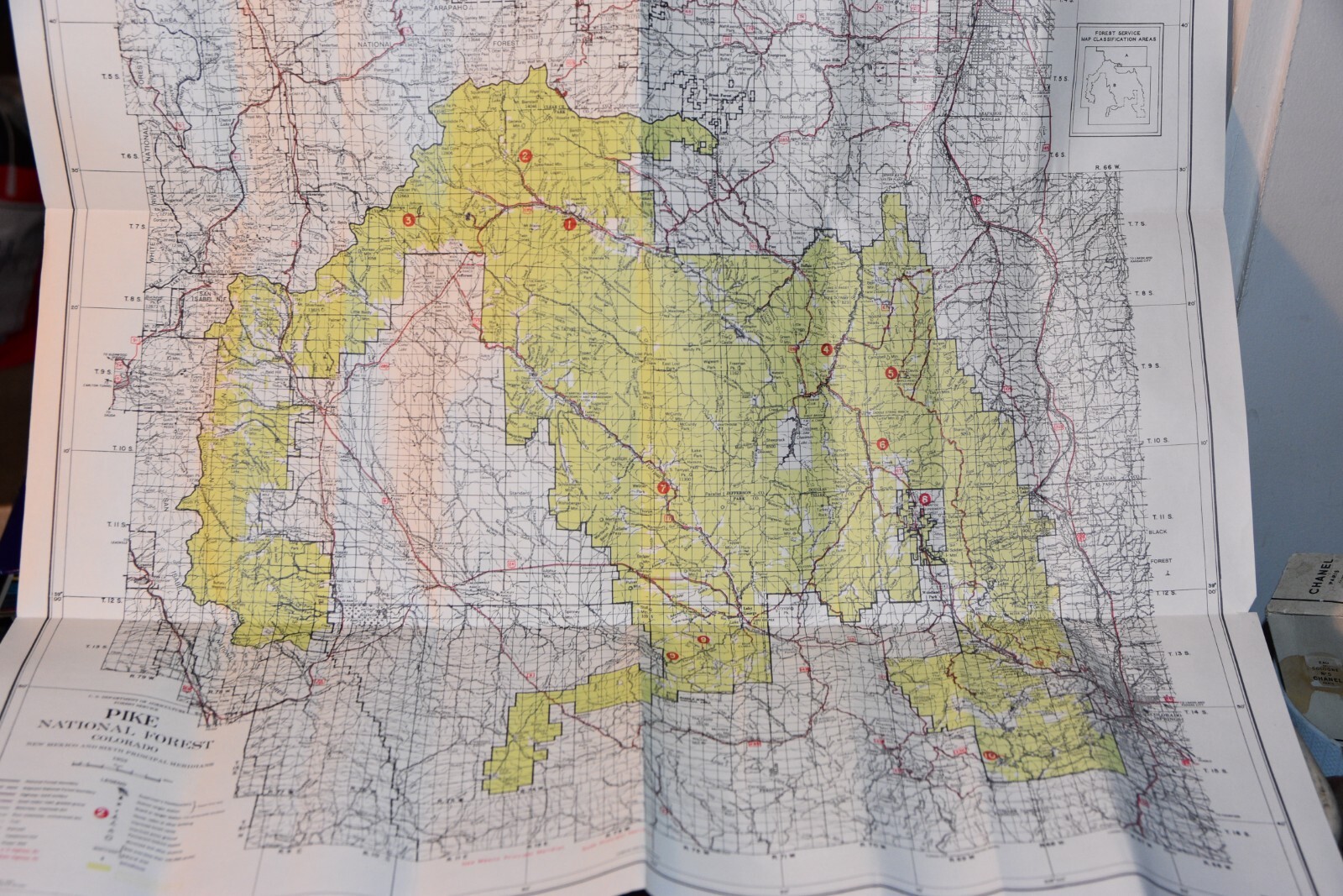 1954 PIKE NATIONAL FOREST Colorado Rocky Mountain Service USDA MAP