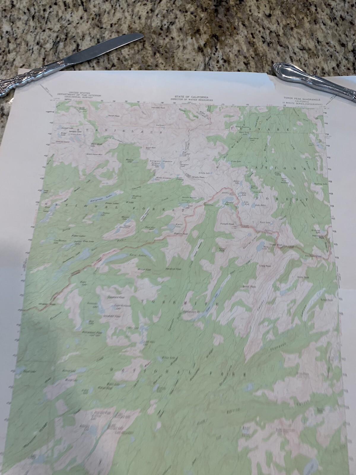 VTG 1956 Topographic Map Tower Peak, Yosemite, CA 22″ x 18″