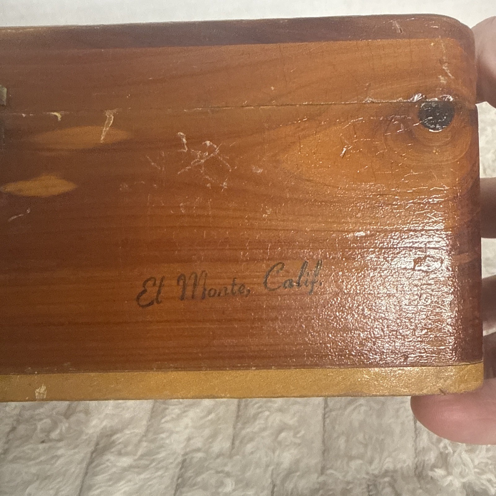 Vintage El Monte California Cedar Wood Chest Souvenir Mother Rose Treasure Box