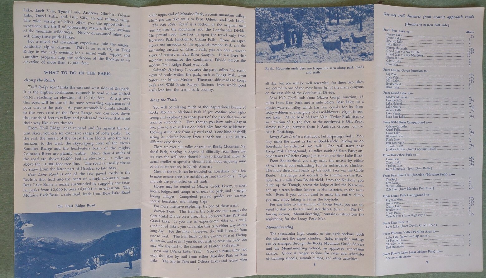 Rocky Mountain National Park 1963 Booklet Map