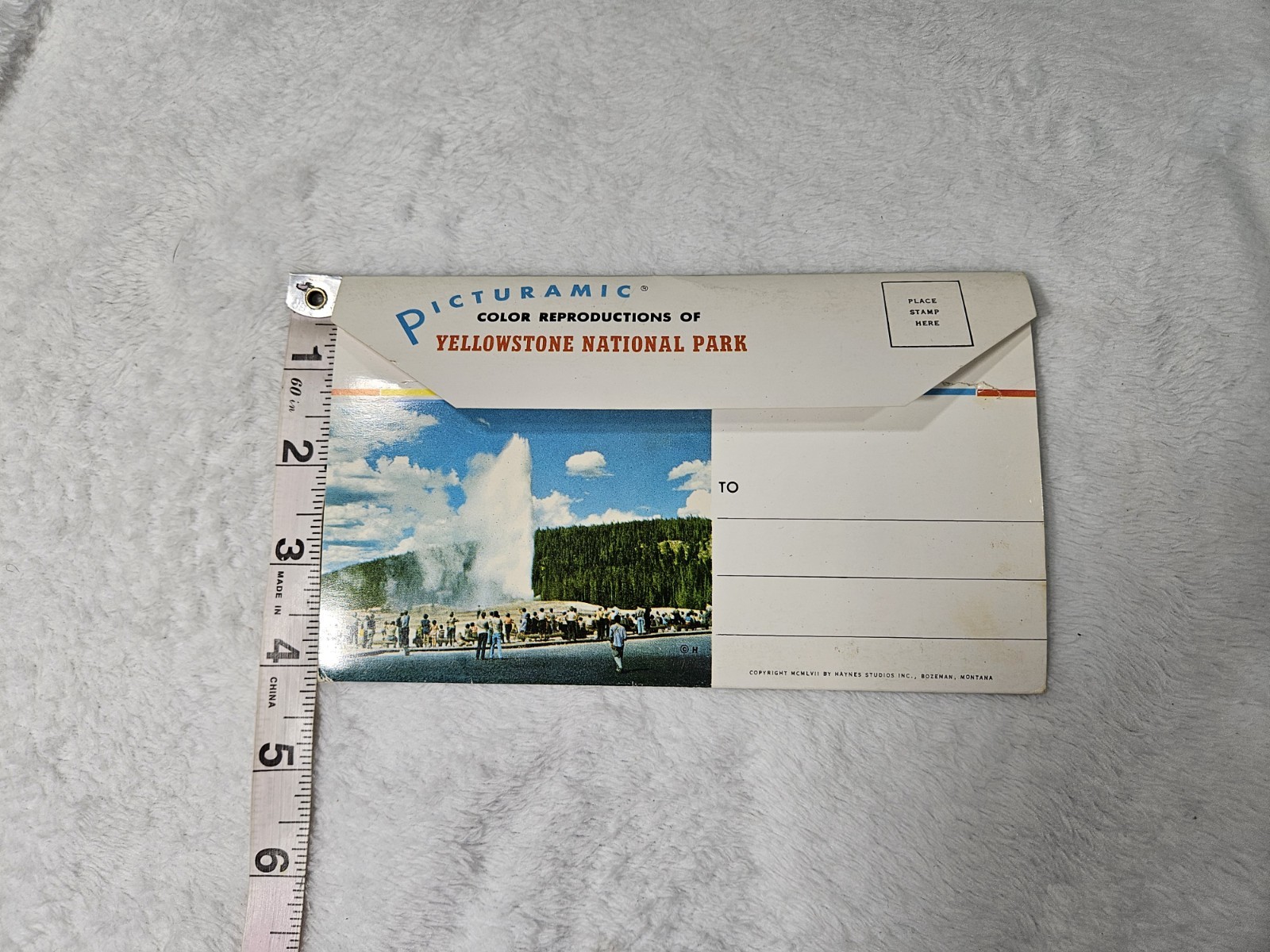 YELLOWSTONE NATIONAL PARK 1957 “PICTURAMIC” Unused Post Card With Photos