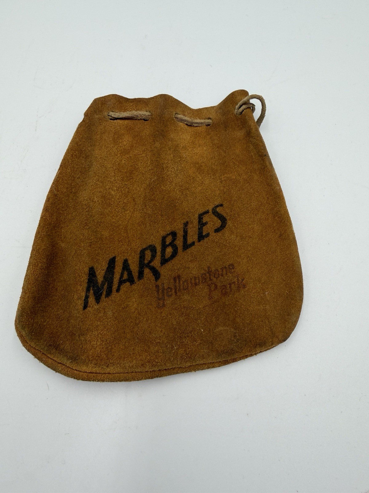 Marble Bag Vintage 1950s Yellowstone Park Suede Leather Souvenir Pouch