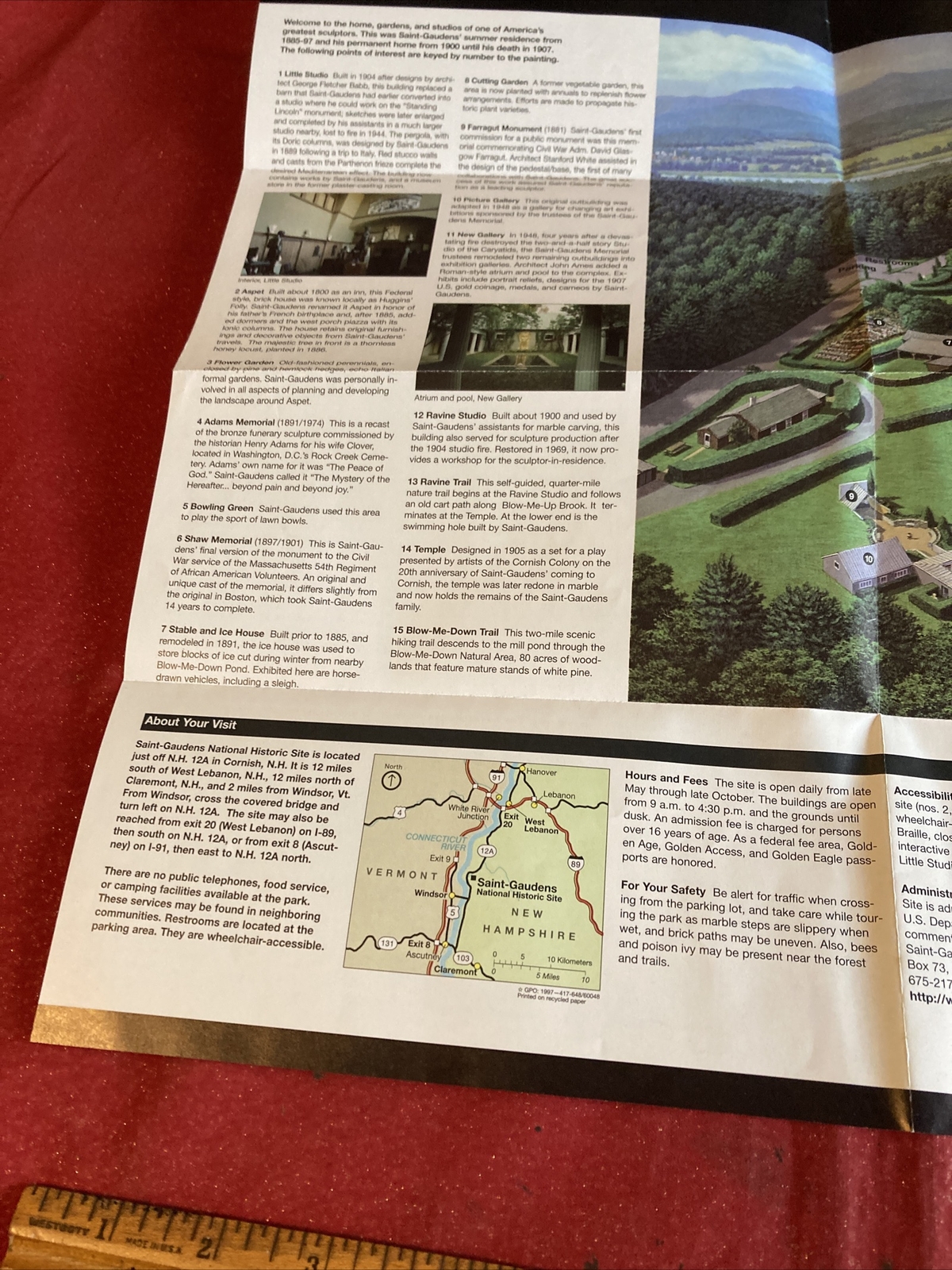 Vintage 1990’s Saint-Gaudens Official Map and Guide National Historic Site