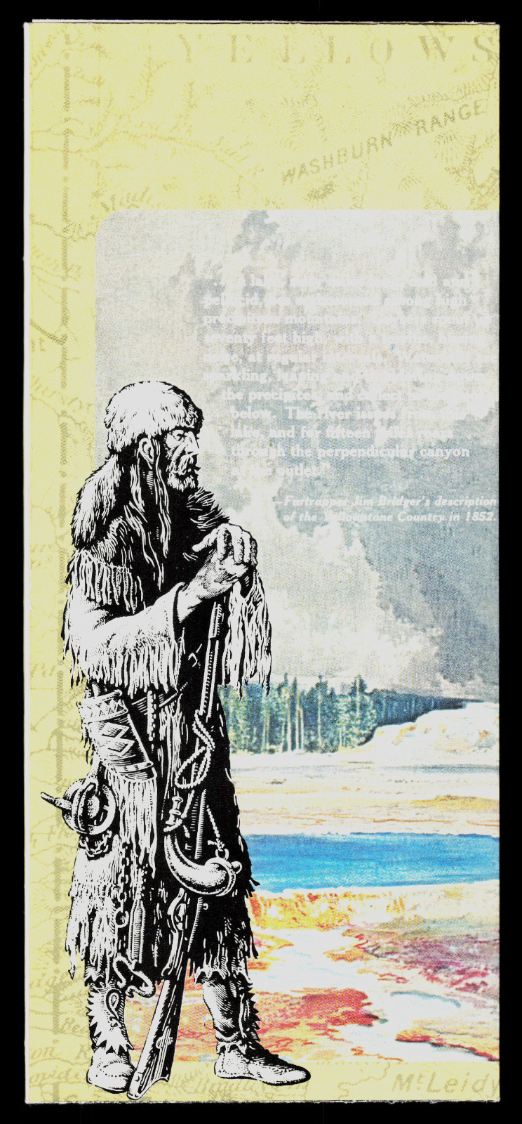 1967 Yellowstone National Park Folding Flyer Map Pamphlet Vintage