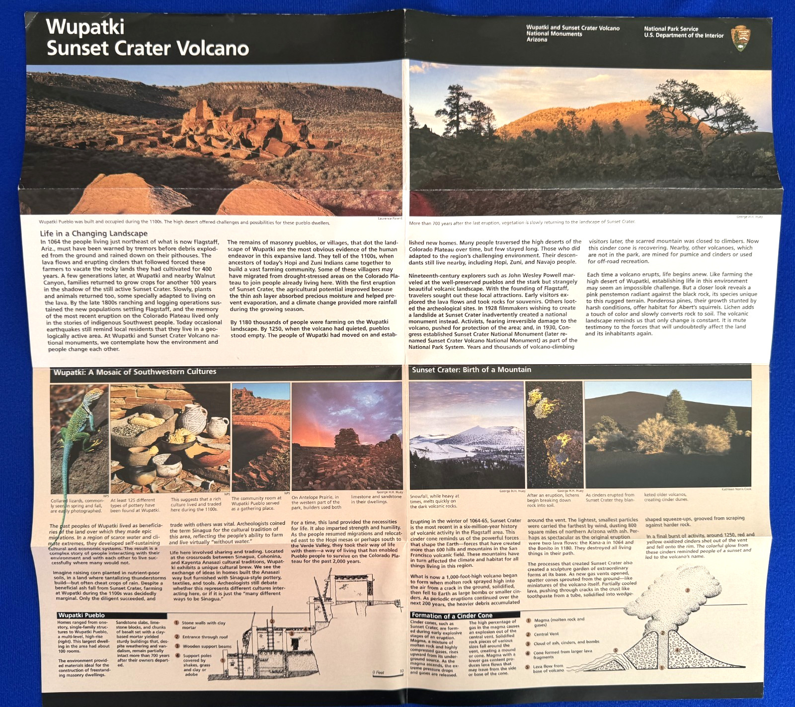 Vintage 2003 Wupatki Sunset Crate Volcano National Park Service Map and Guide 1