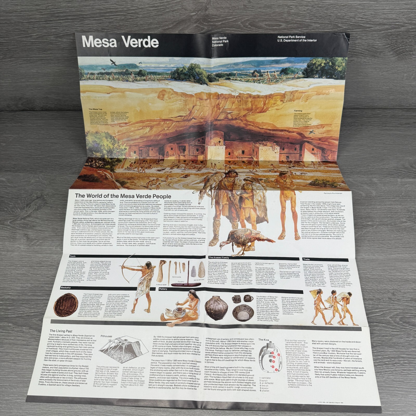 Vtg 1995 Mesa Verde National Park Colorado Brochure USDOI Map Guide History Info