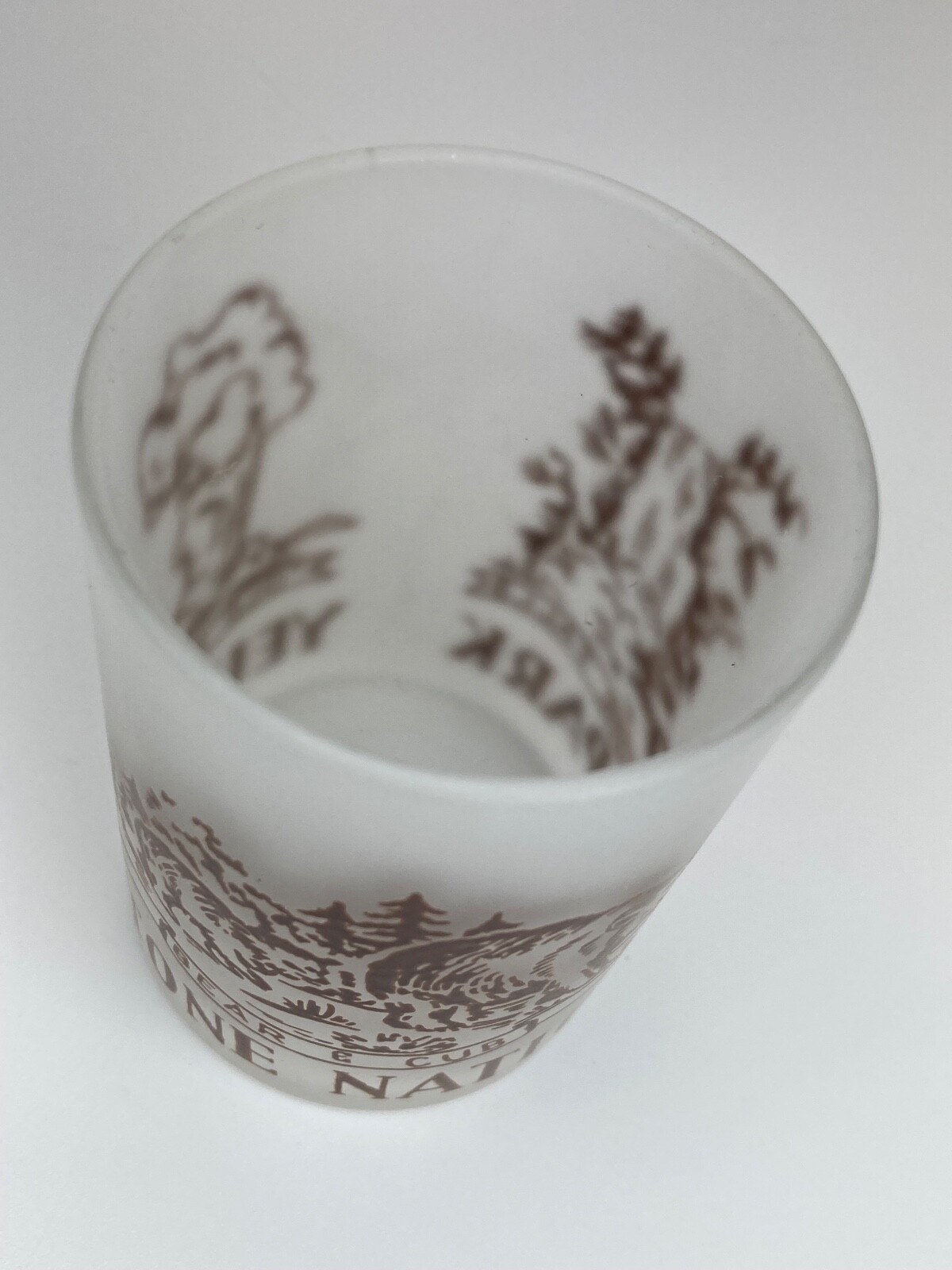Yellowstone Souvenir Frosted Glass Toothpick Holder Old Faithful National Park