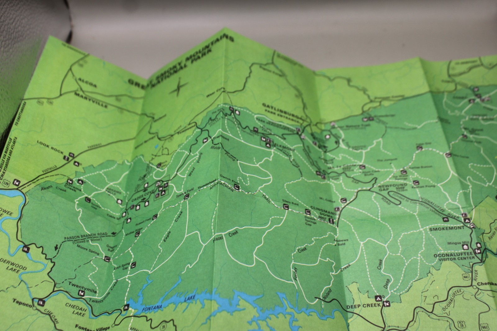 Vintage Great Smoky Mountains National Park fold out map 1976