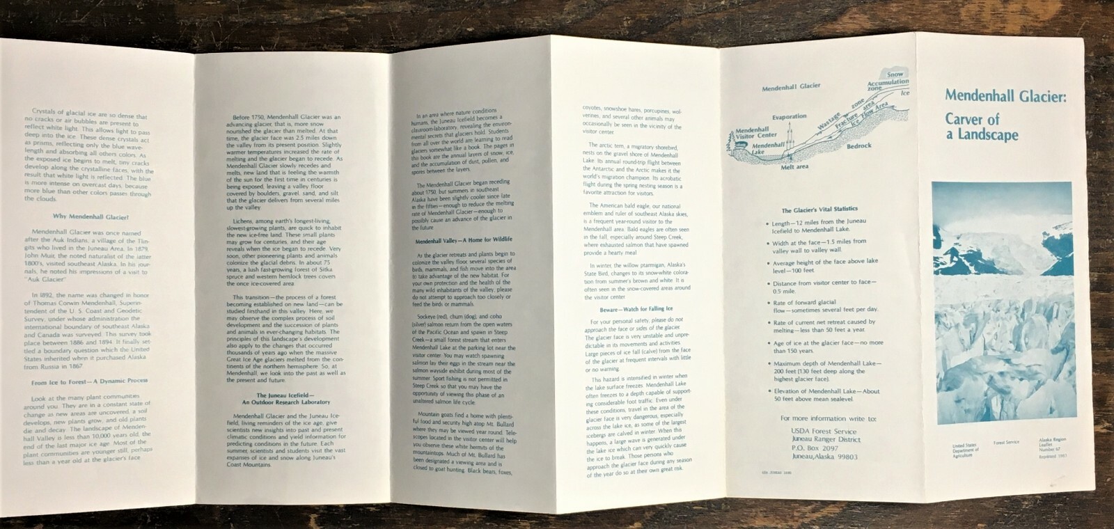 Mendenhall Glacier in Alaska Pamphlet with Map by US Dept of Agriculture