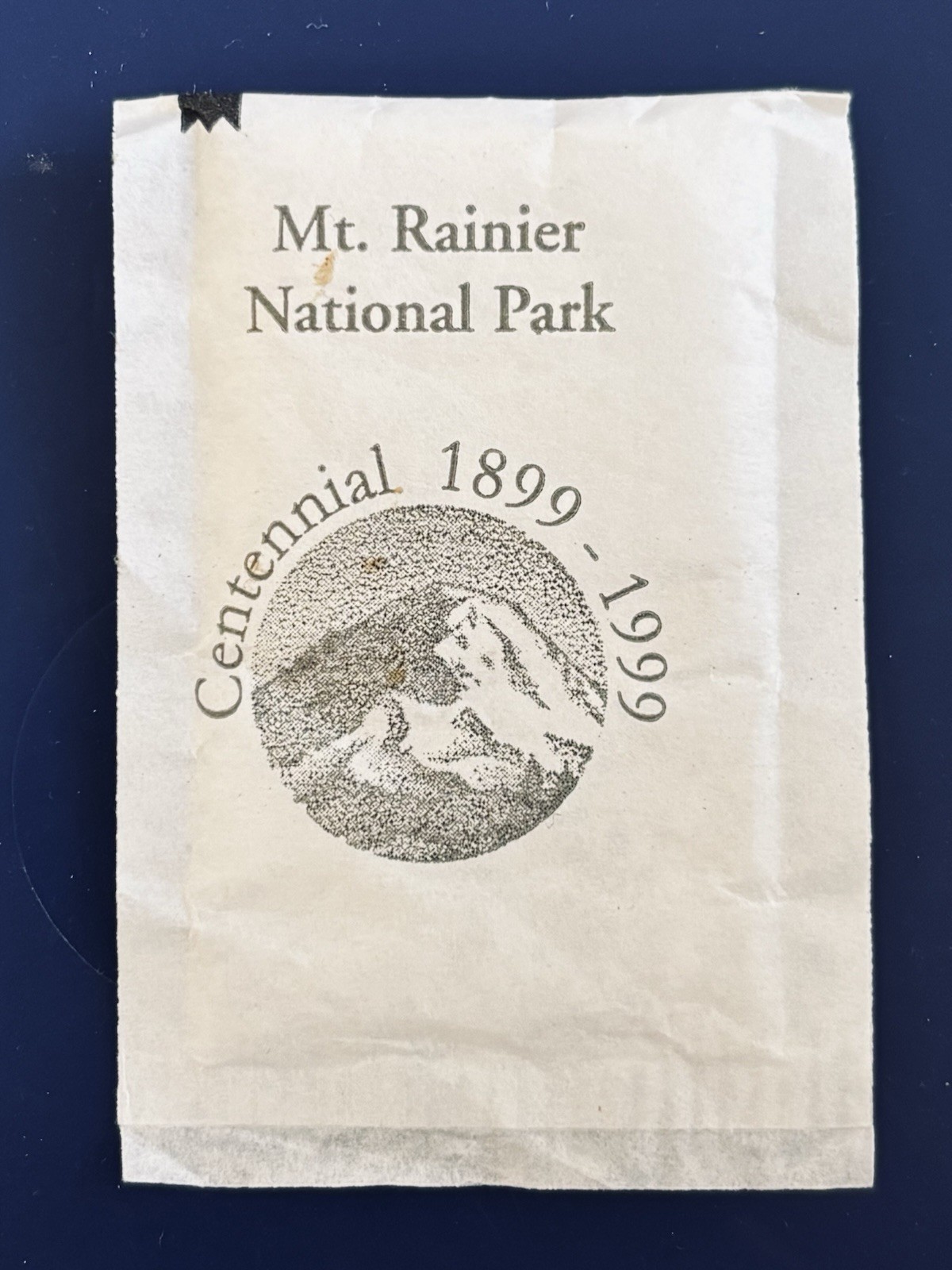 Mount Rainier National Park Centennial 1899-1999 Sugar Packet Vintage
