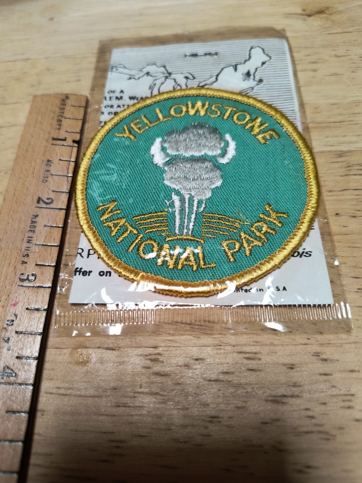 Vtg NOS Sew-On Patch Yellowstone National Park, Old Faithful !