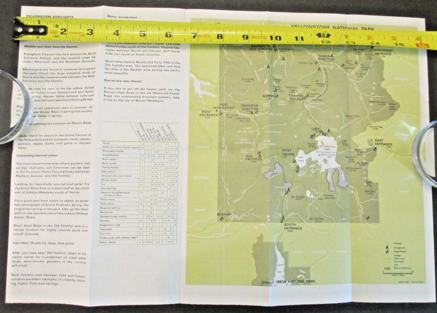 VTG 1967 Yellowstone National Park Wyoming Montana Idaho Travel Brochure 11×16