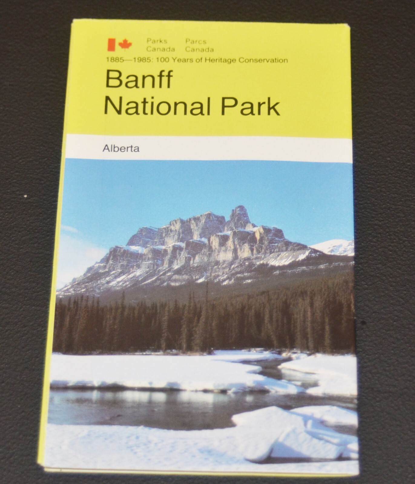1885-1985 Banff National Park Travel Guide Map Brochure Alberta Canada Vintage