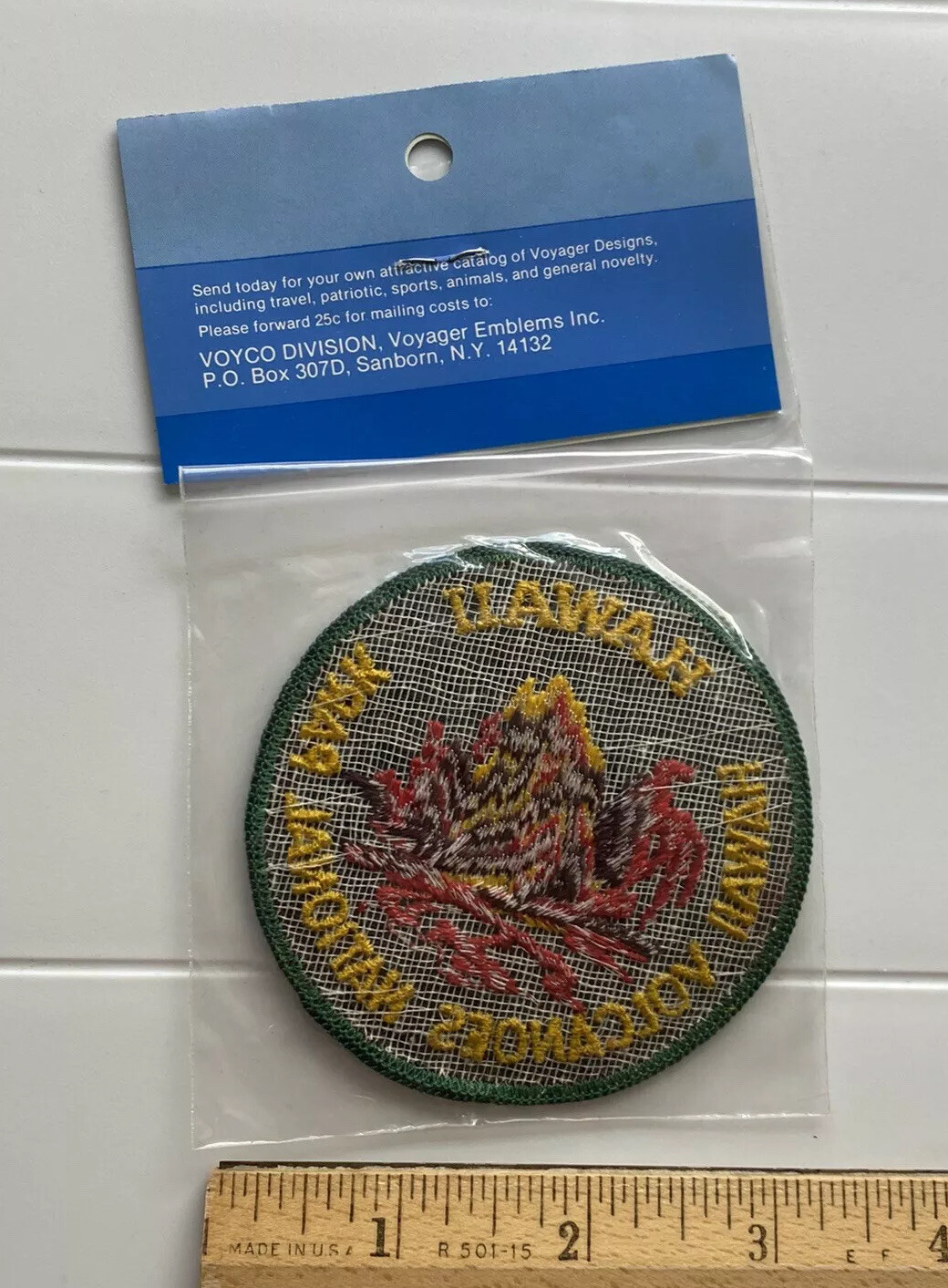 NIP Hawaii Volcanoes National Park Erupting Volcano Round Voyager Souvenir Patch