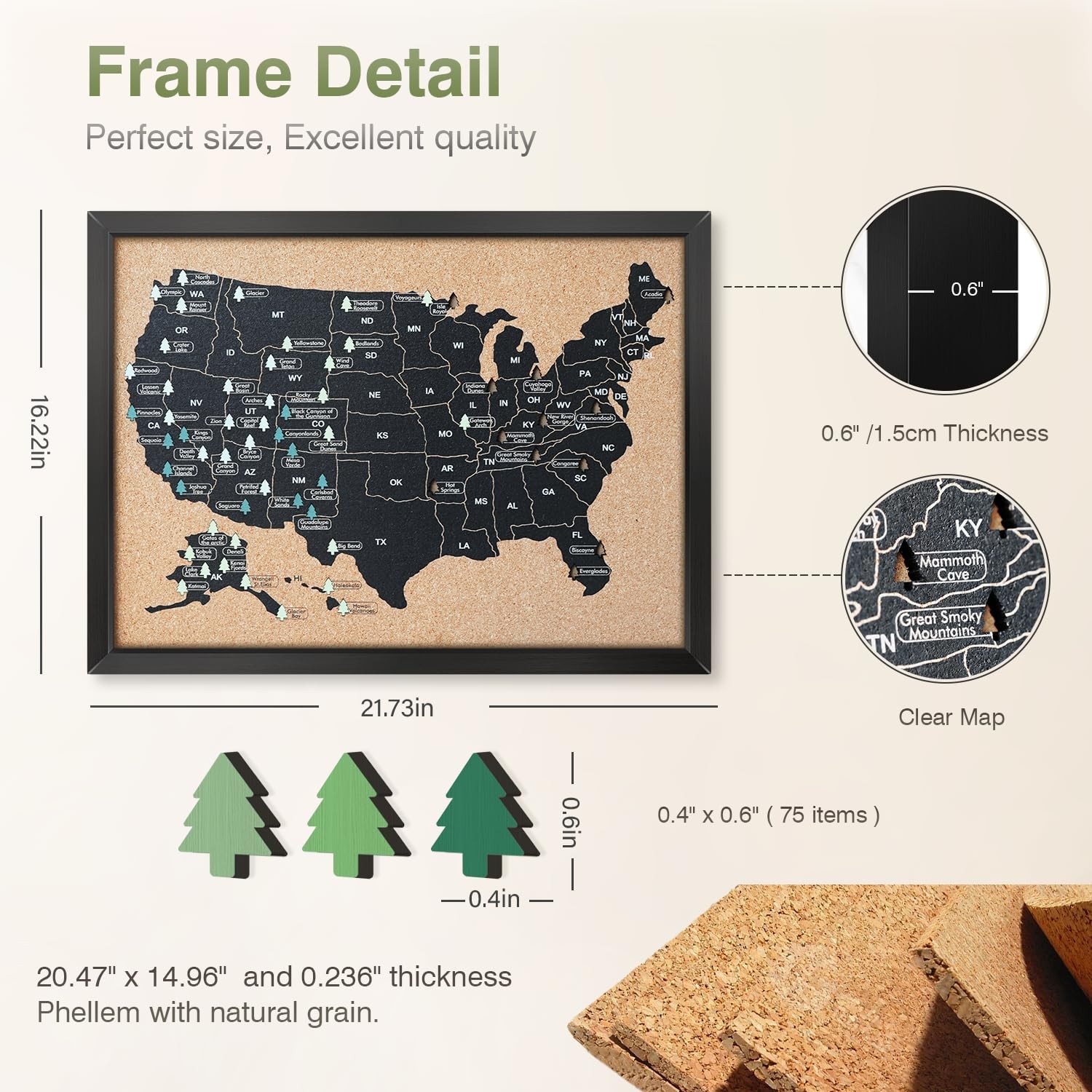 National Park Map, Premium Grade National Park Wall Decor, Equipped with a