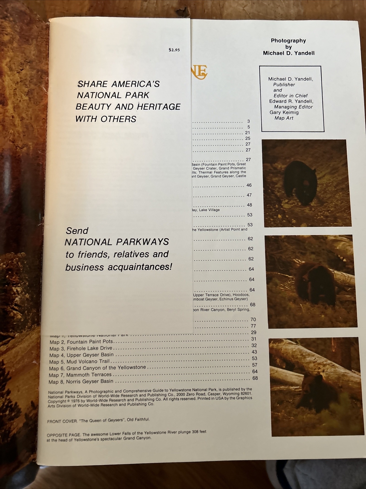 Vintage National Parkways Yellowstone National Park Souvenir Guide Book 1976