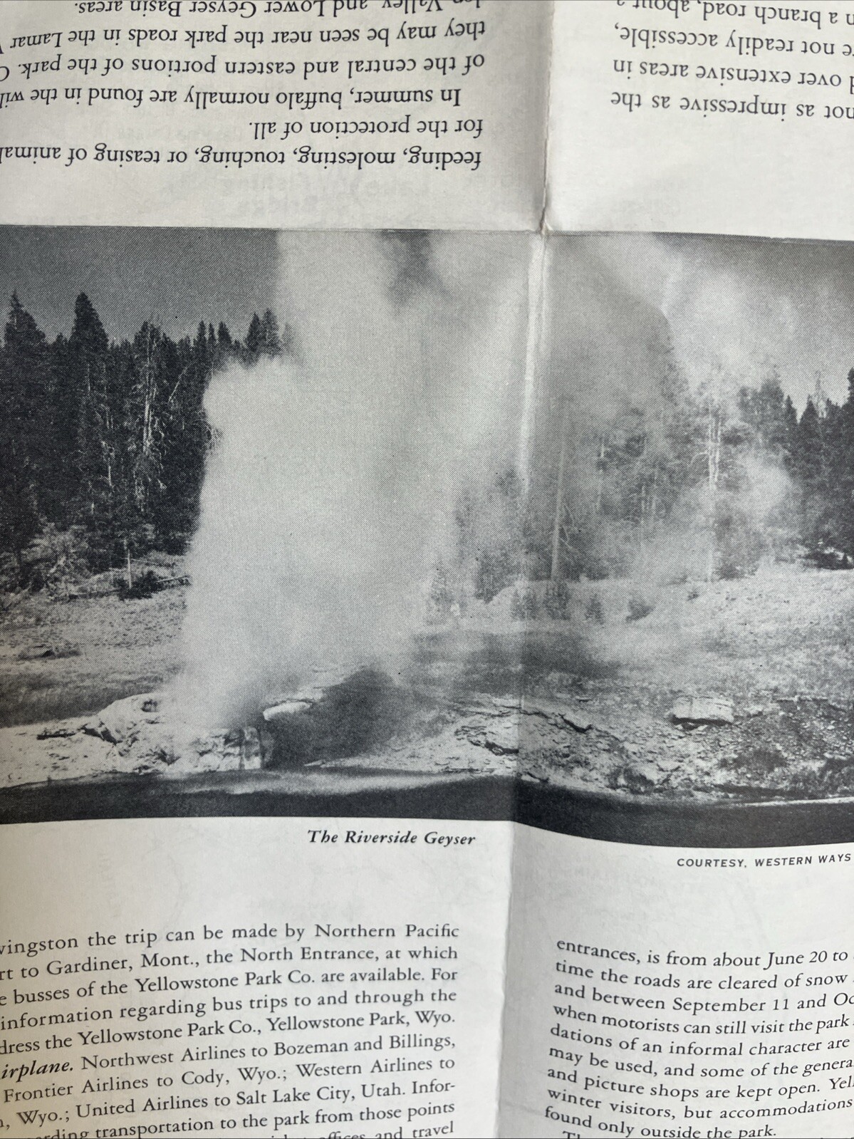 1955 Yellowstone National Park Inside Map Wyoming Montana Idaho Tourist Guide