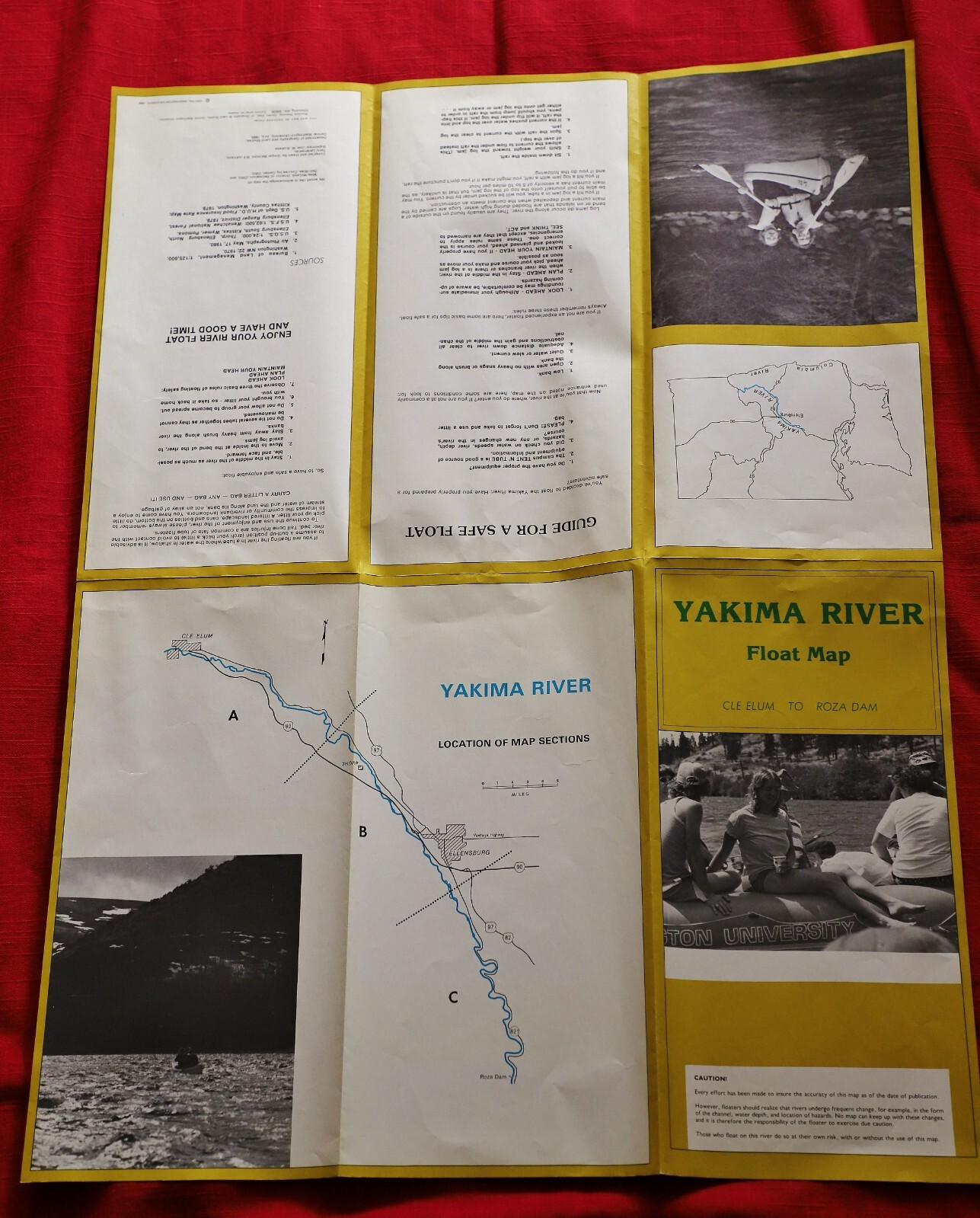 VINTAGE YAKIMA RIVER FLOAT MAP