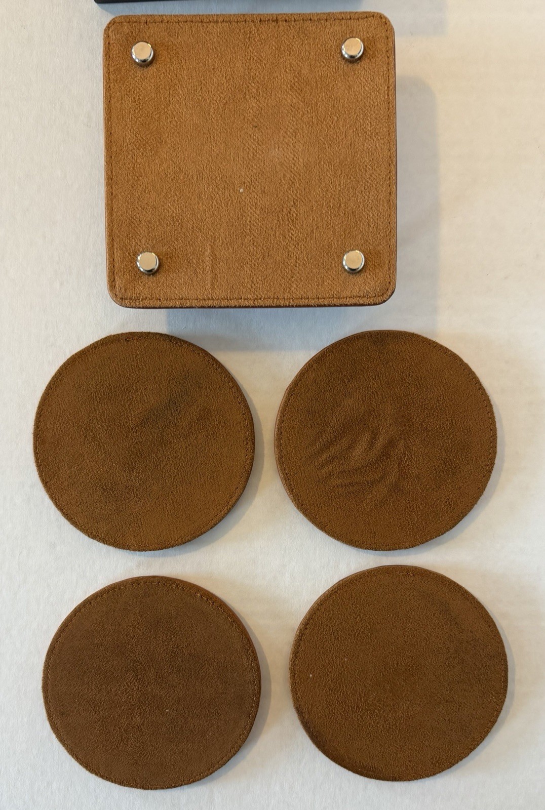 New GREAT SMOKEY MOUNTAIN NATIONAL PARK Leather Coaster Set In Holder with Box