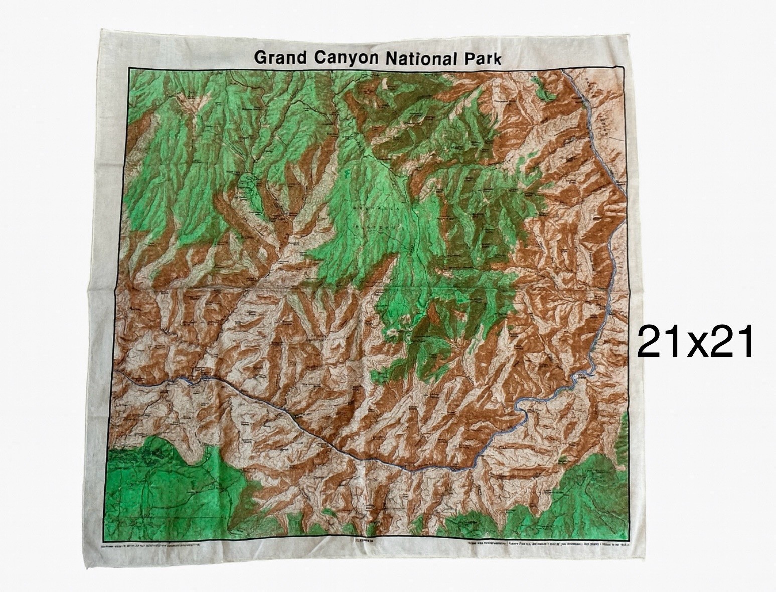 Vintage 1995 Grand Canyon National Park Map Bandana Printed Image Nature Facts