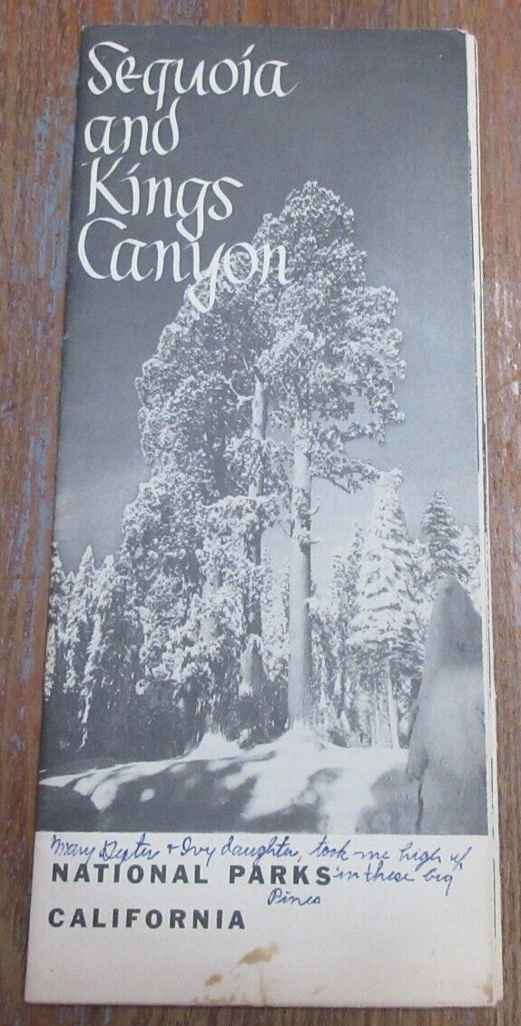 Vintage 1957 SEQUOIA AND KINGS CANYON NATIONAL PARKS CALIFORNIA Map & Guide