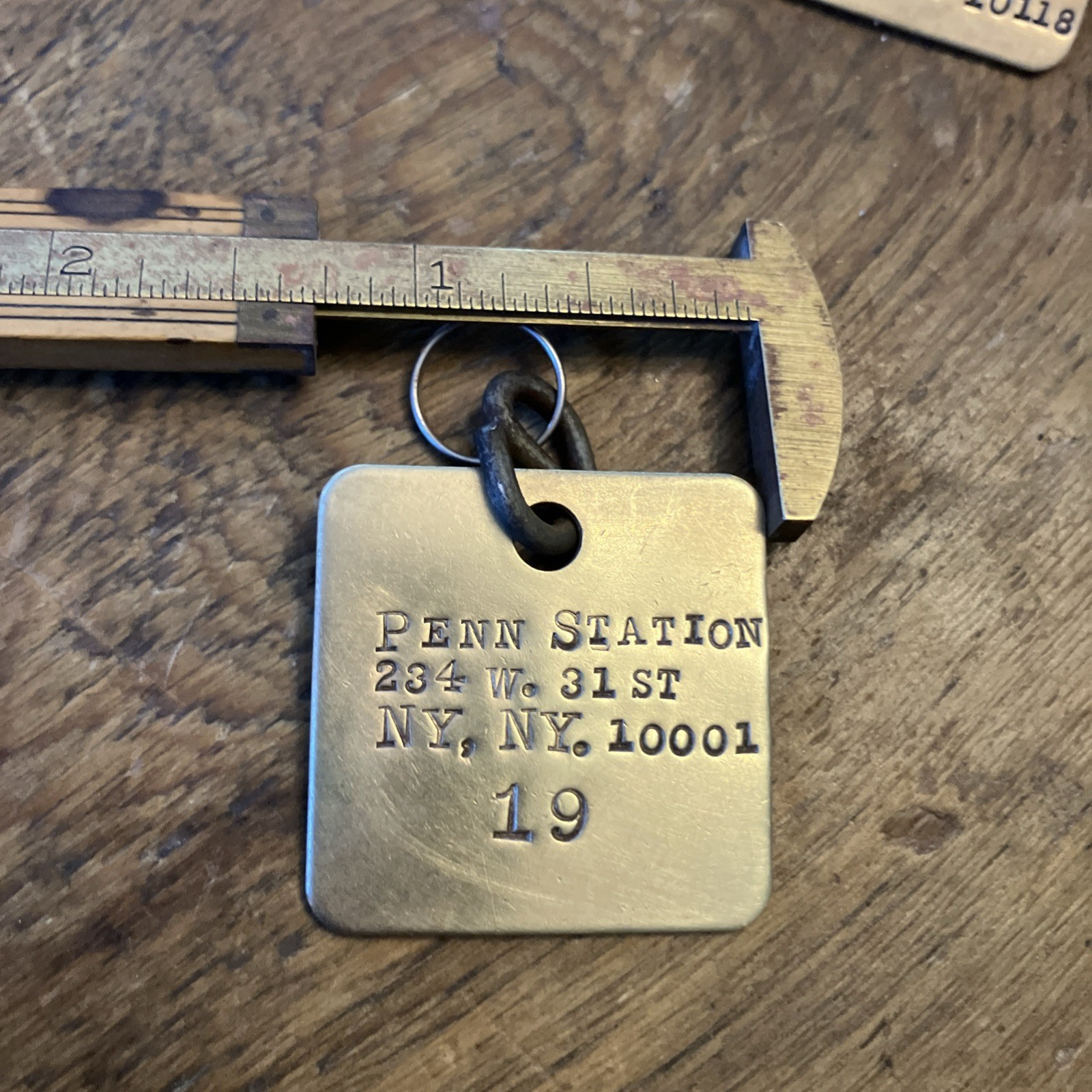 Penn Station NY #19 – Solid BRASS CUSTOM KEY FOB Vintage Hotel Style Marker