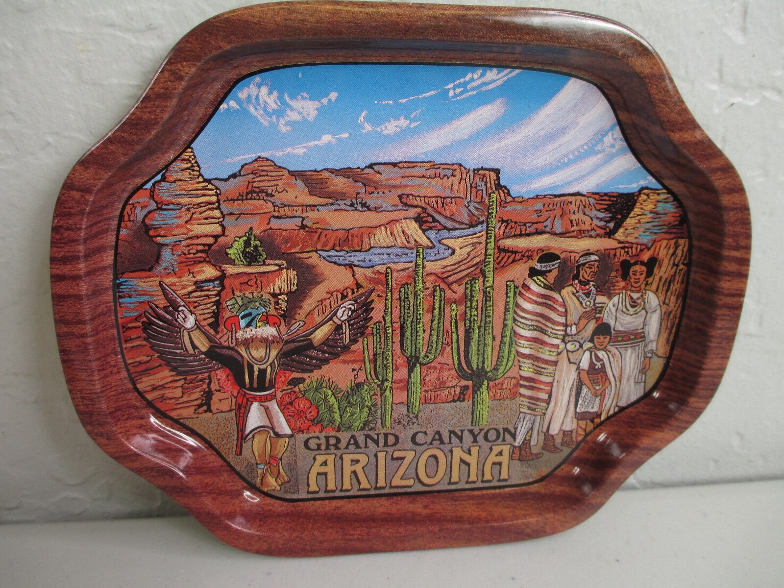 Vintage National Park Metal Tray lot of 2 Grand Canyon AZ Kachina