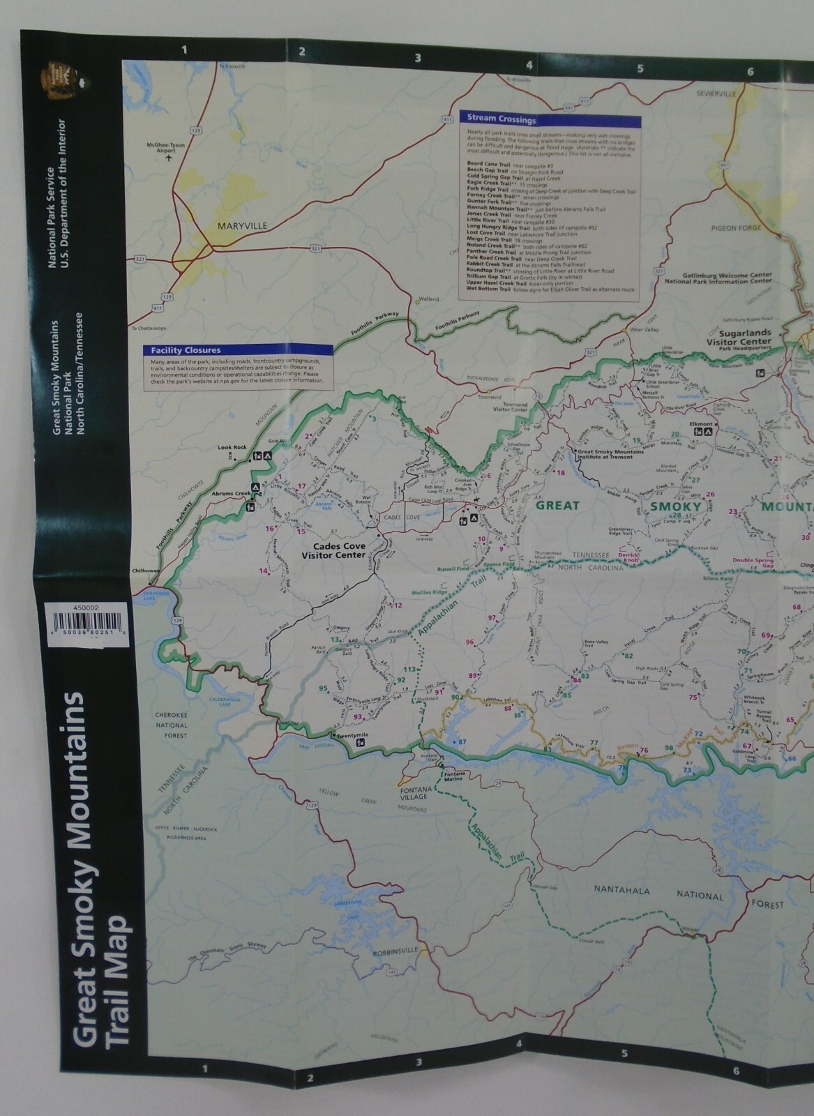 Great Smoky Mountains National Park Trail Paper Map 2022 Tennessee N. Carolina