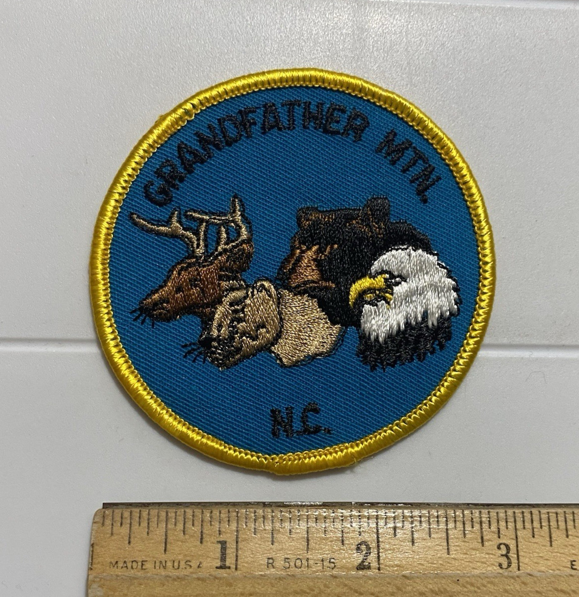 Grandfather Mountain North Carolina Eagle Bear Deer Bobcat Round Souvenir Patch