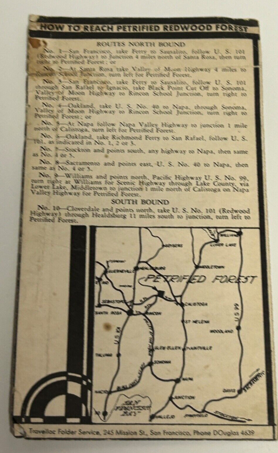 Antique 20s Redwood Petrified Forest Of California Information Brochure