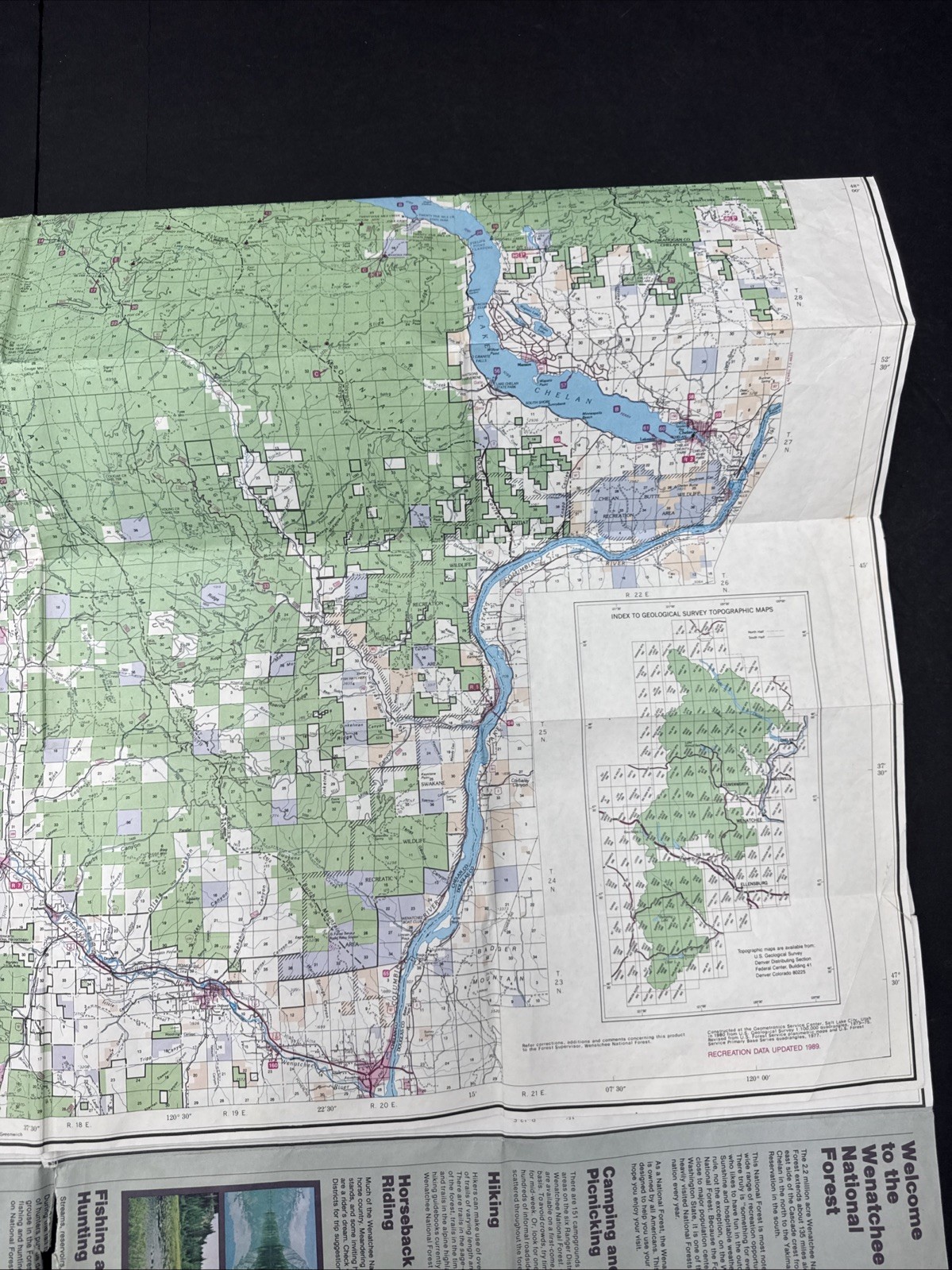 National Forest Map – Wenatchee Washington 1989 Recreation Guide