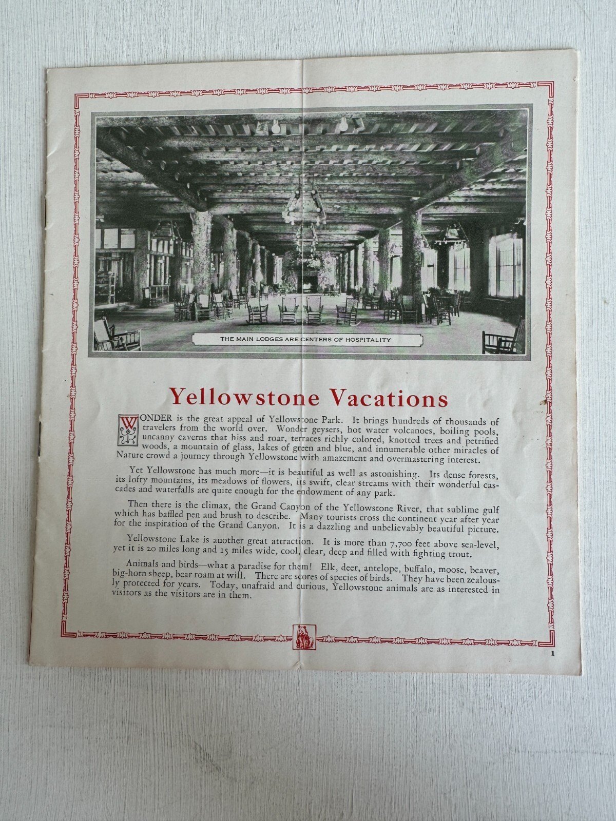1920’s Yellowstone National Park Travel Brochure