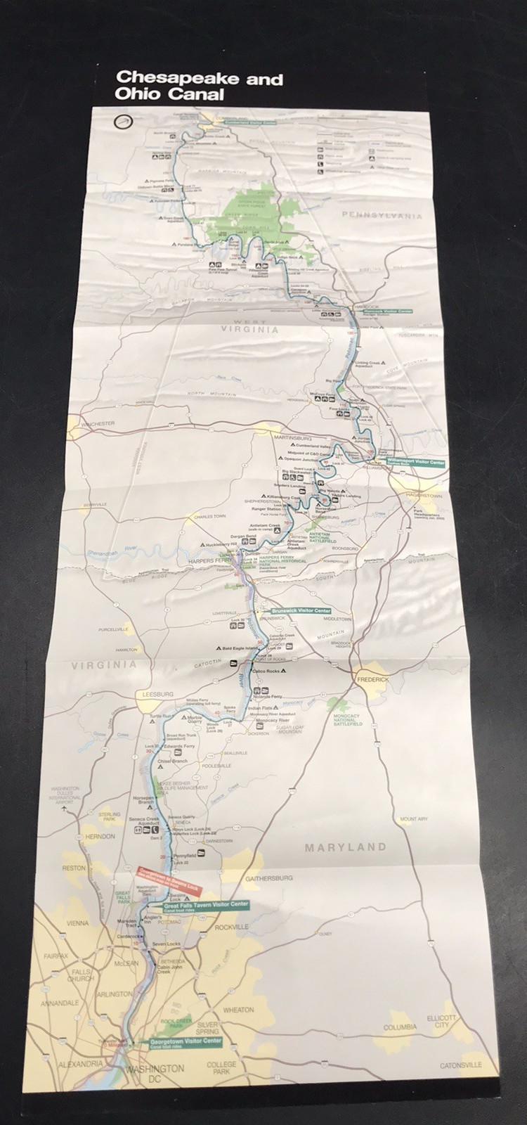 2001 CHESAPEAKE & OHIO CANAL National Park Map & Brochure US Dept of Interior