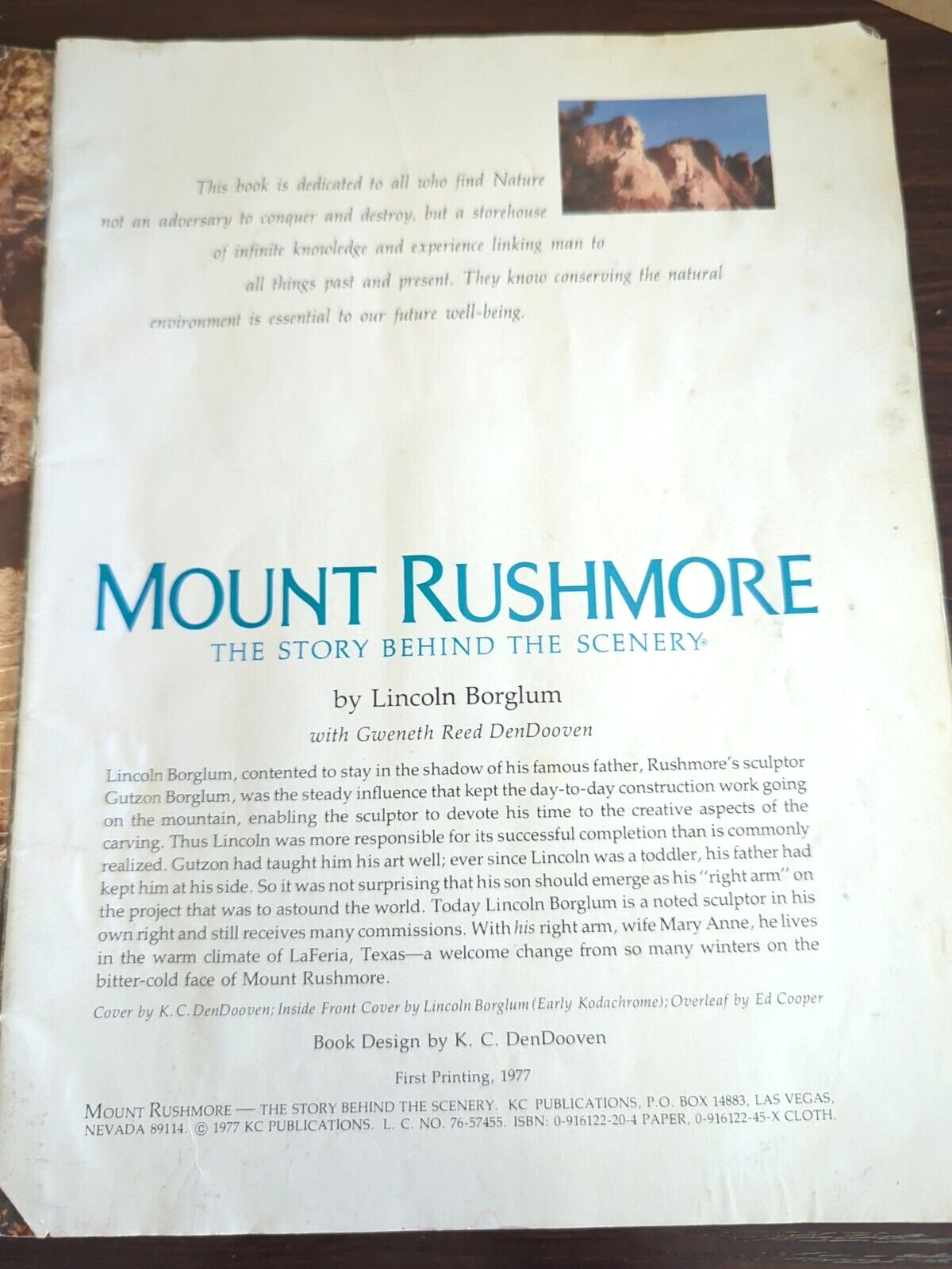 Mount Rushmore, The Story Behind the Scenery Photos, VTG, 1st Print, 1977