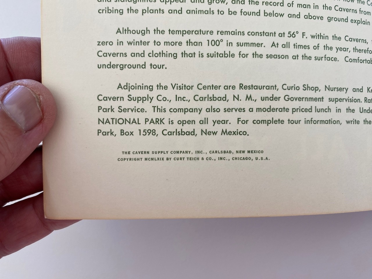 Lot of 3 Vtg 1960s / 1970s Carlsbad Caverns National Park Books New Mexico NICE!