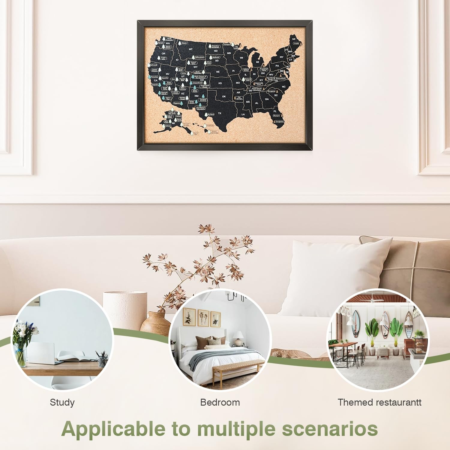 National Park Map, Premium Grade National Park Wall Decor, Equipped with a