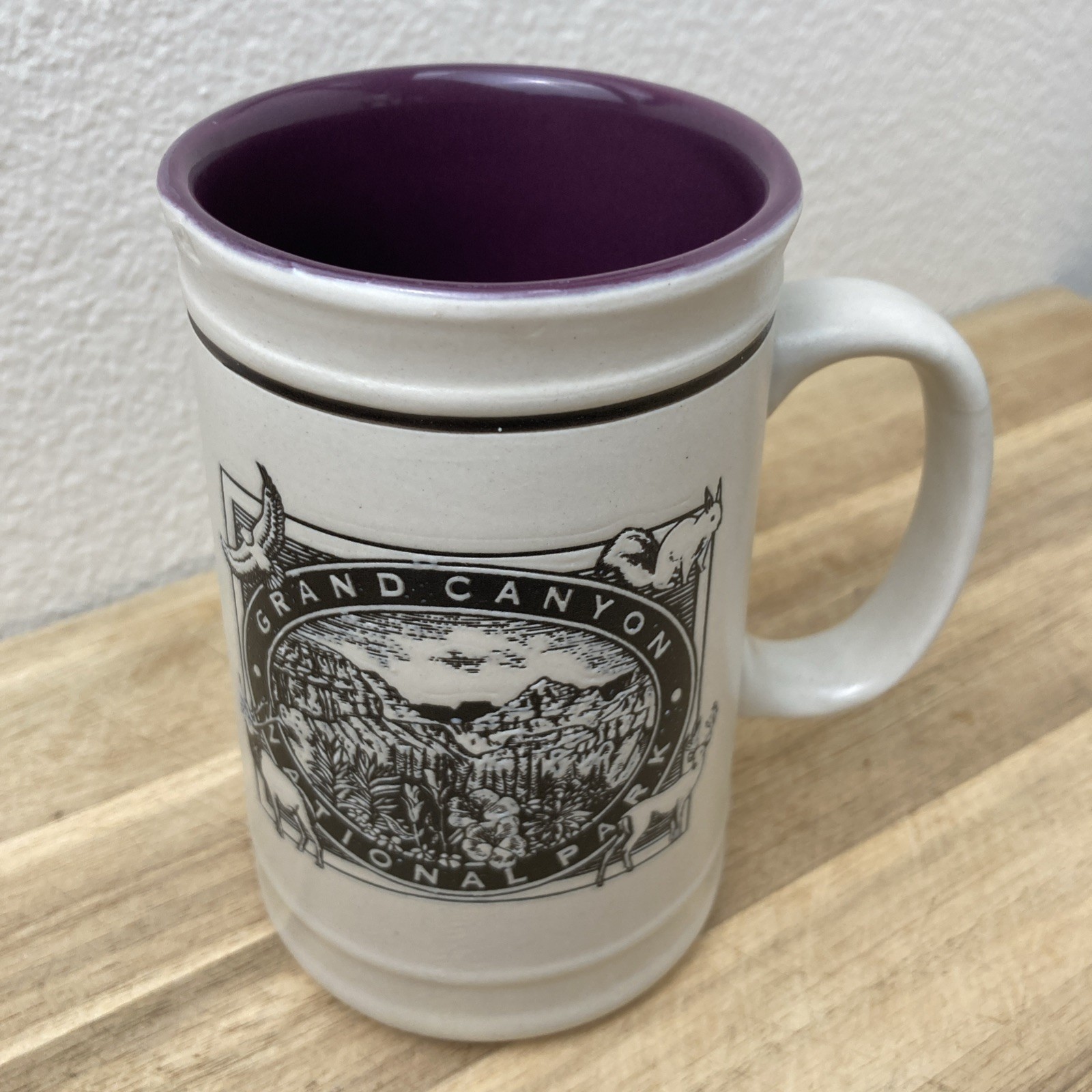 Grand Canyon National Park USA Embossed Beer Stein Coffee Mug Purple Interior 5″