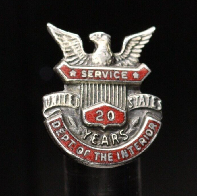 Department of the Interior 20 Years of Service Lapel Pin Award Sterling Silver