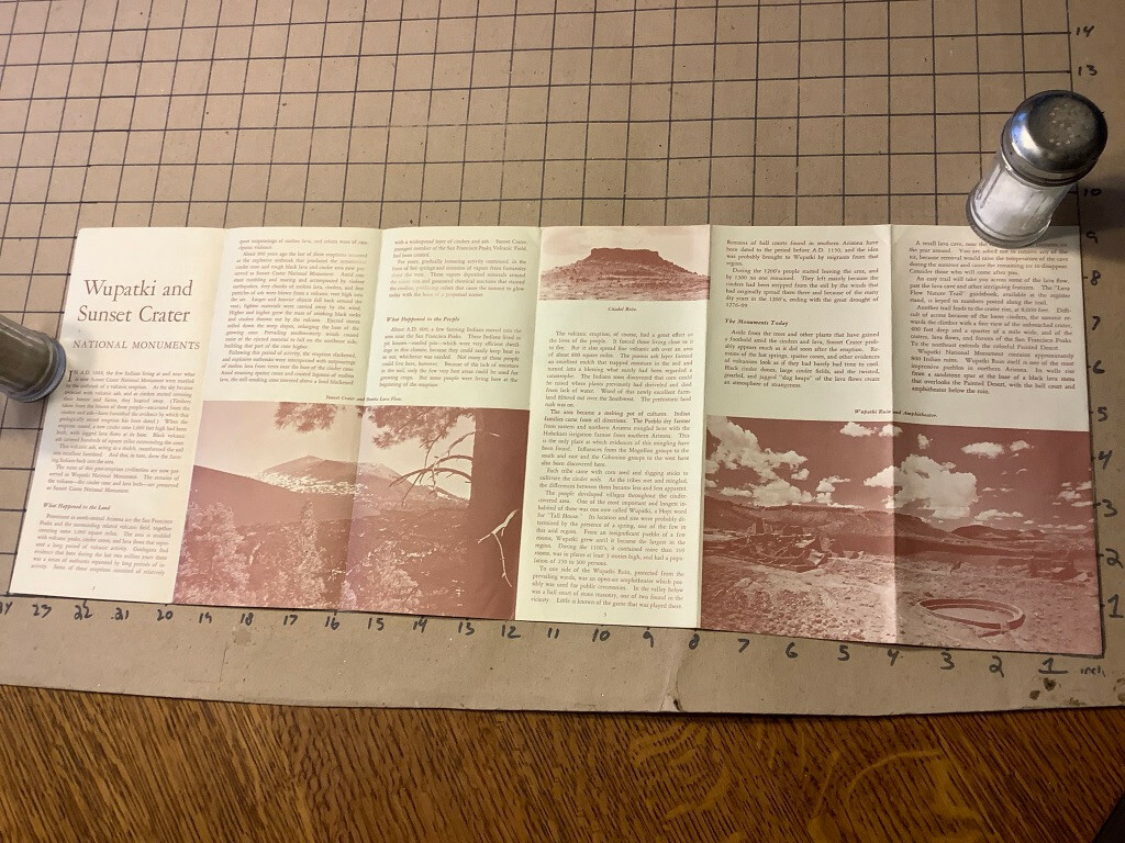 Vintage Original brochure/ Map: 1963 WUPATKI and SUNSET CRATER national monument