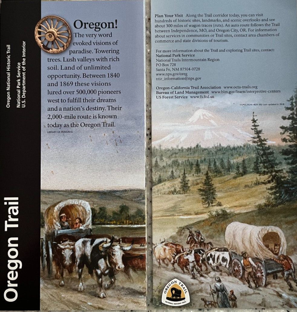 Newest OREGON TRAIL NATIONAL PARK SERVICE UNIGRID BROCHURE/MAP GPO 2024