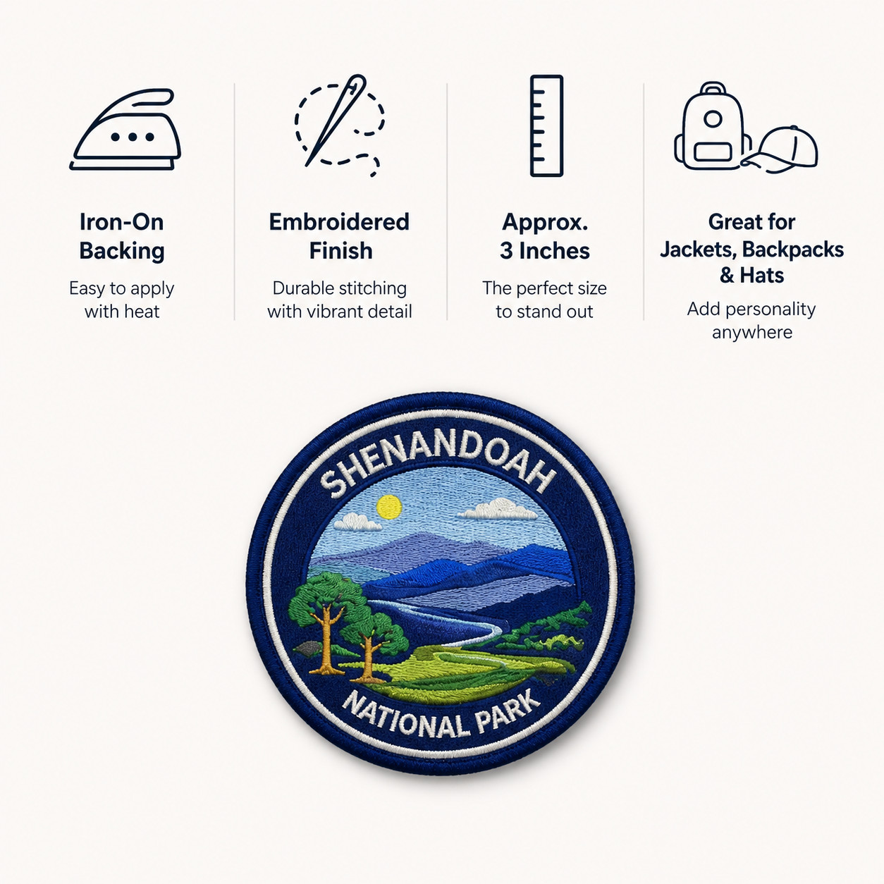 Shenandoah National Park Patch Embroidered Iron On 3″ Virginia Blue Ridge Travel
