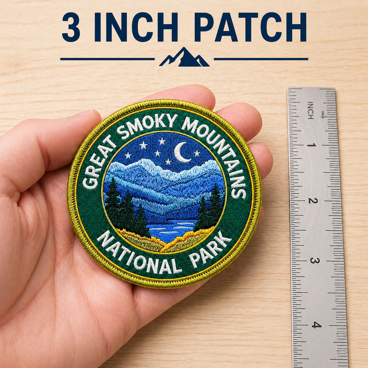 Great Smoky Mountains 3 inch Patch – Embroidered Iron On Night Travel Badge
